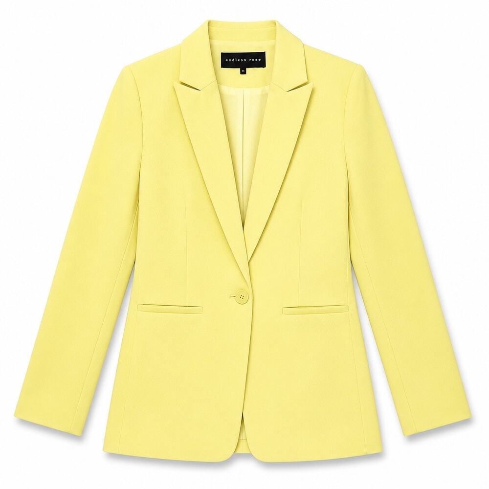 Endless Rose Blazer Yellow Single Breasted Button Jacket NWT Womens Size XS